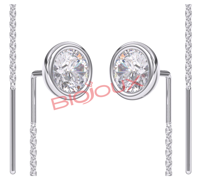 BJT331 ORECCHINO GWENDA SWAROVSKY 50MM STEEL SILK - Farmacia Bartoli