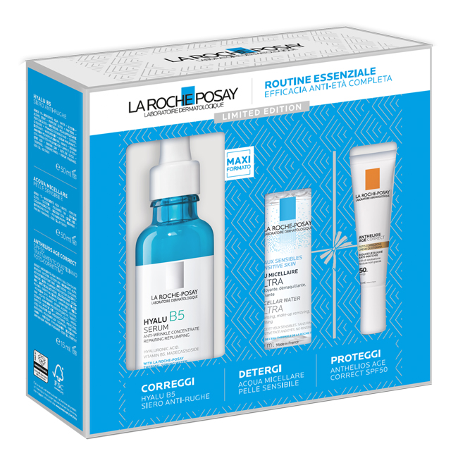 HYALU SIERO 50 ML NATALE 23 1 HYALU B5 SIERO ANTI RUGHE 50 ML + 1 ACQUA MICELLARE PELLE SENSIBILE 50 ML + 1 ANTHELIOS AGE CORRECT SPF50 TRATTAMENTO QUOTIDIANO 15 ML - Farmacia Bartoli