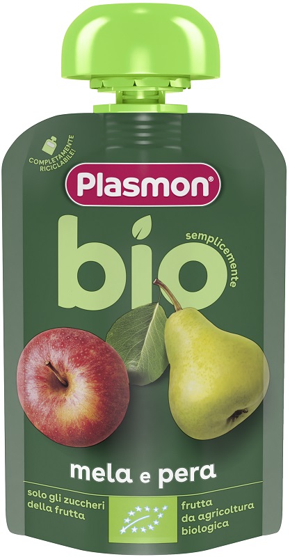PLASMON MELA PERA BIO POUCHES 100 G - Farmacia Bartoli