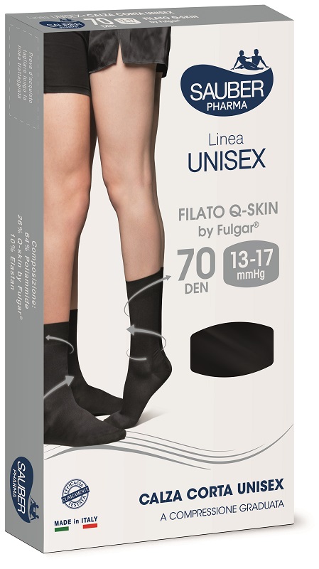 SAUBER PHARMA UNISEX QSKIN CALZA CORTA 70 NERO MEDIUM - Farmacia Bartoli