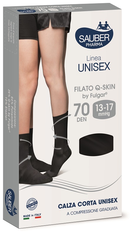 SAUBER PHARMA UNISEX QSKIN CALZA CORTA 70 NERO EXTRA LARGE - Farmacia Bartoli