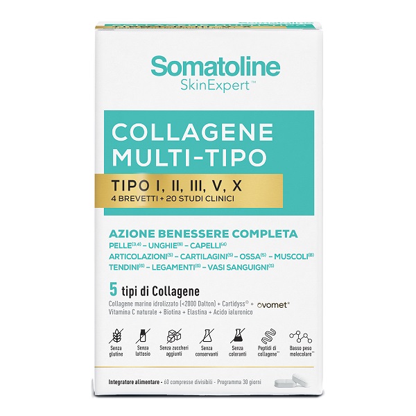 SOMATOLINE COLLAGENE MULTI TIPO 60 COMPRESSE SENZA GLUTINE SENZA LATTOSIO SENZA ZUCCHERI AGGIUNTI - Farmacia Bartoli