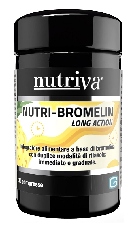 NUTRIVA BROMELIN LONG ACTION 30 COMPRESSE 1000 MG SENZA GLUTINE NATURALMENTE PRIVO DI LATTOSIO - Farmacia Bartoli
