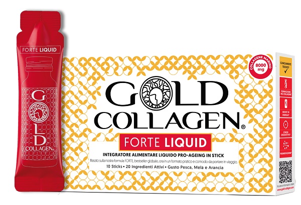 GOLD COLLAGEN FORTE LIQUID 10 STICKS DA 25 ML GUSTO PESCA MELA E ARANCIA CON EDULCORANTE - Farmacia Bartoli