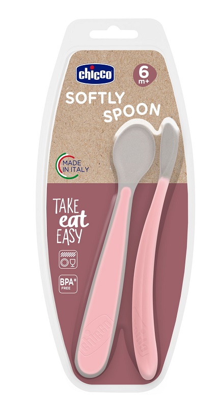 CHICCO CUCCHIAIO IN SILICONE DOPPIO ROSA 6M+ - Farmacia Bartoli