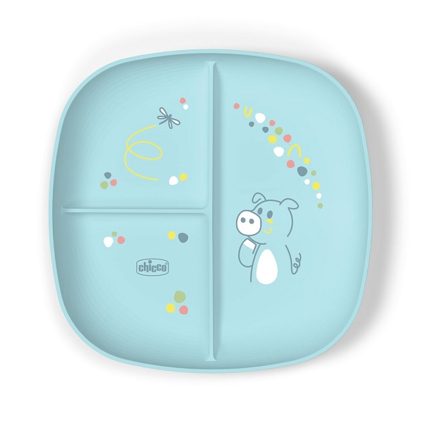 CHICCO PIATTO PORZIONATO AZZURRO 12M+ - Farmacia Bartoli