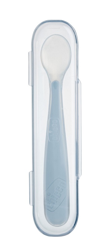 CHICCO SOFTLY SPOON CUCCHIAIO MORBIDO IN SILICONE GRIGIO 6M+ CON CUSTODIA - Farmacia Bartoli